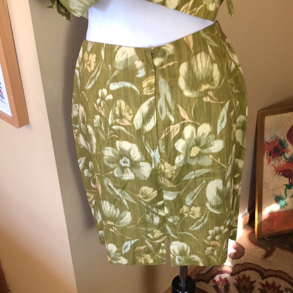 VINTAGE Ann Taylor Size Large 12 Hawaiian Tank Skirt Green 60’s Luau Vibe Cotton - Picture 6 of 16